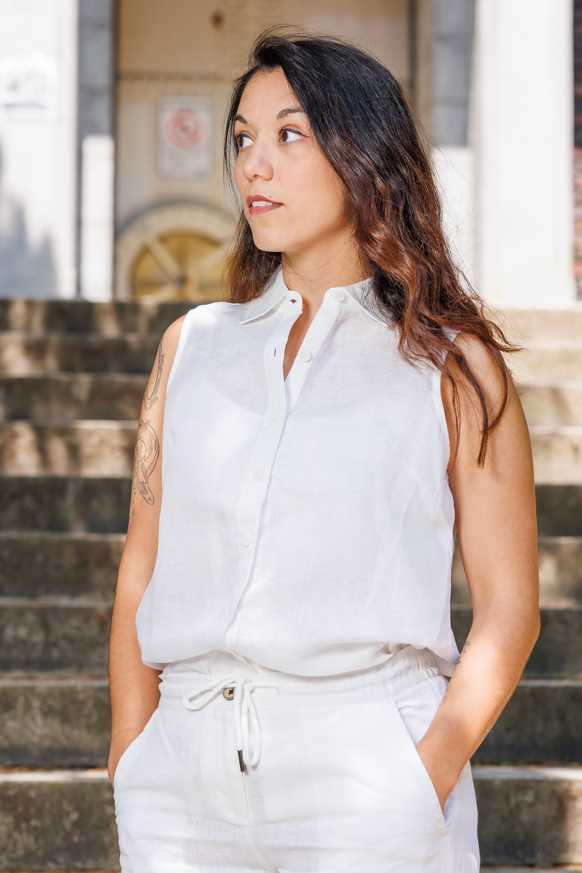 Women's Linen Sleeveless Shirt - Zenkai Sports