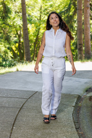 Women's Linen Sleeveless Shirt - Zenkai Sports