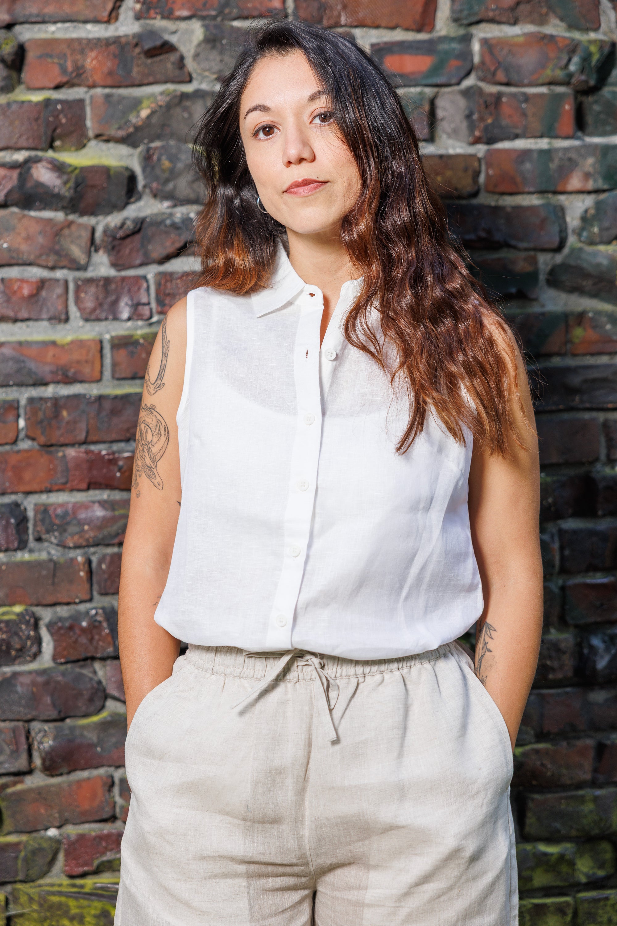 Women's Linen Sleeveless Shirt - Zenkai Sports