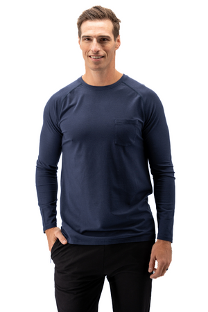 Men's Raglan Long Sleeve Tee with Front Pocket - Zenkai Sports